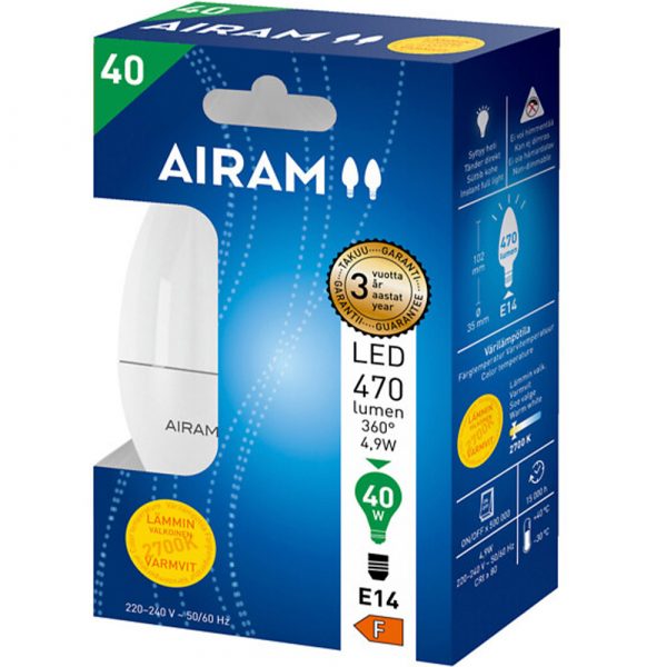 AIRAM LED 2kpl 5.5W E14 470LM KYNT.LAMP