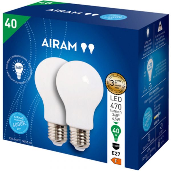 AIRAM LED 2KPL 4.5W E27 470LM 4000K