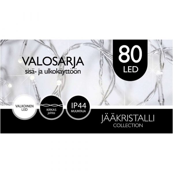 ULKOVALOSARJA 80LED KYLMÄ VALKOINEN