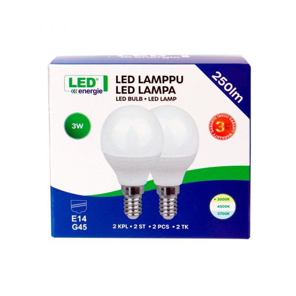 LED LAMPPU E14/2kpl 3w 250lm 3000k