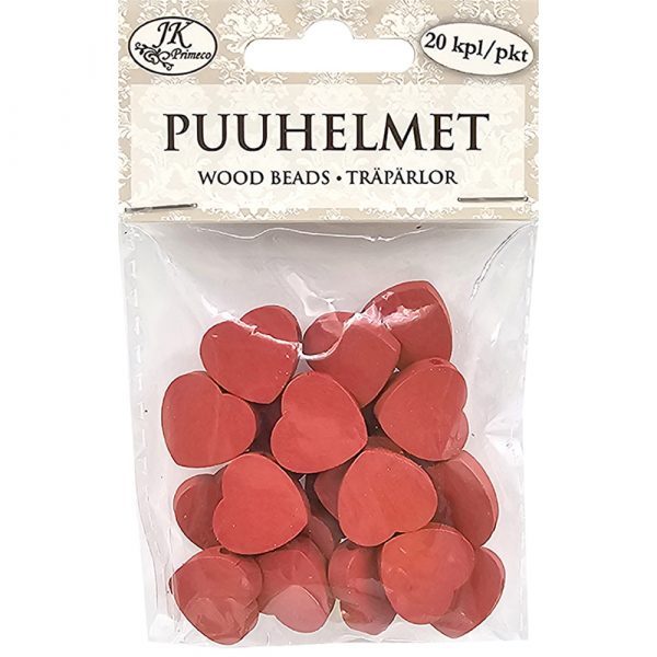 PUUHELMET 2CM SYDÄN PUNAINEN 20KPL