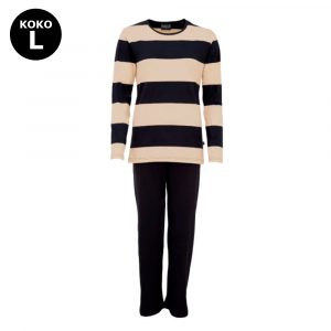 N PYJAMA RAITA     MUSTA/HIEKKA  L