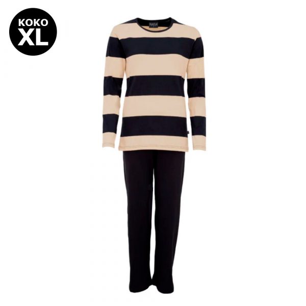 N PYJAMA RAITA     MUSTA/HIEKKA  XL